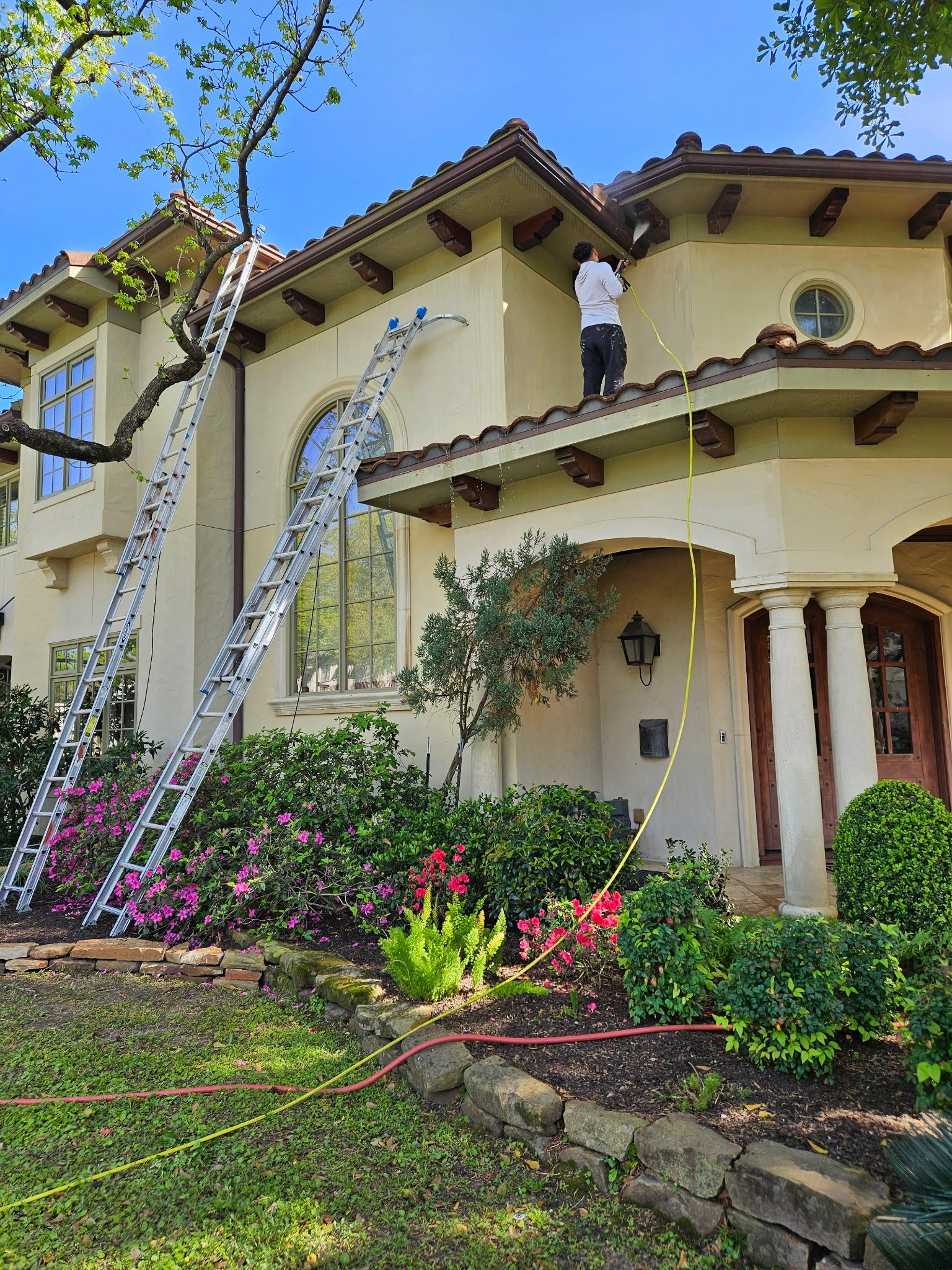 Mediterranean-style home exterior repaint by our crew