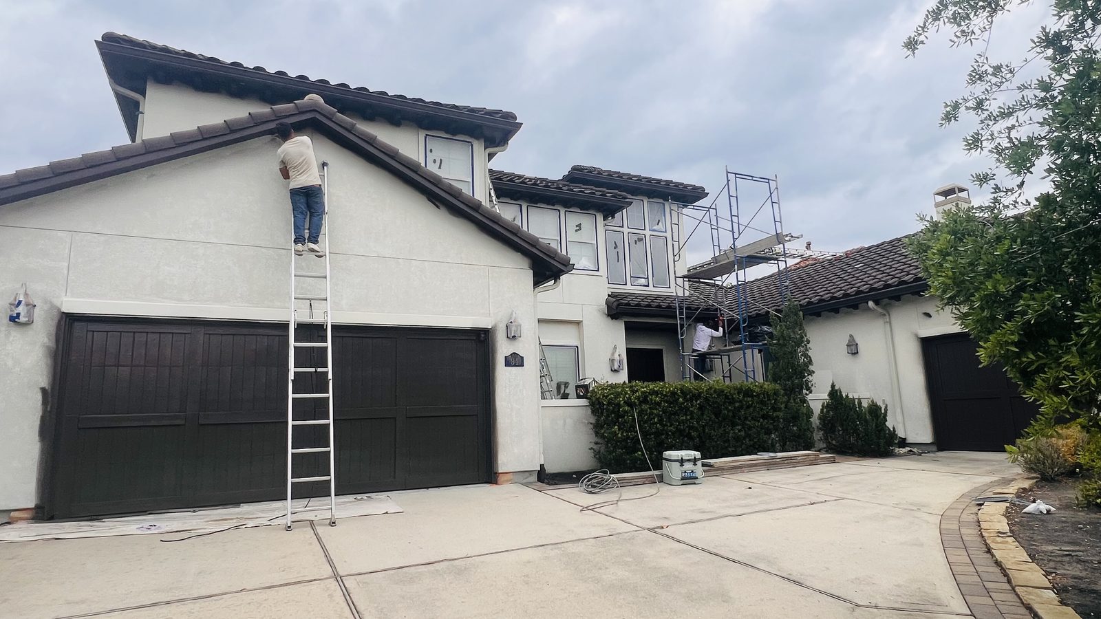 Modern two-story home after exterior painting