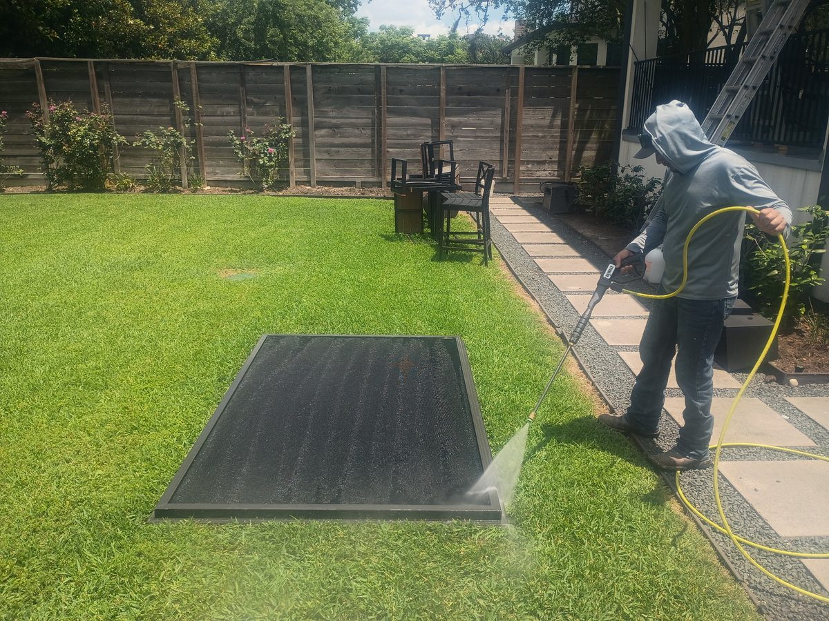 Driveway and exterior surface after deep pressure washing